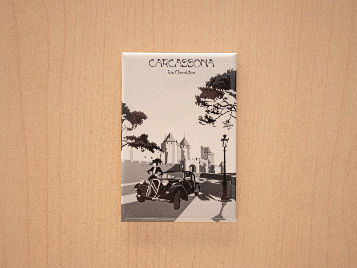 magnet cité médiévale noir et blanc