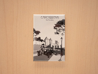 magnet cité médiévale noir et blanc